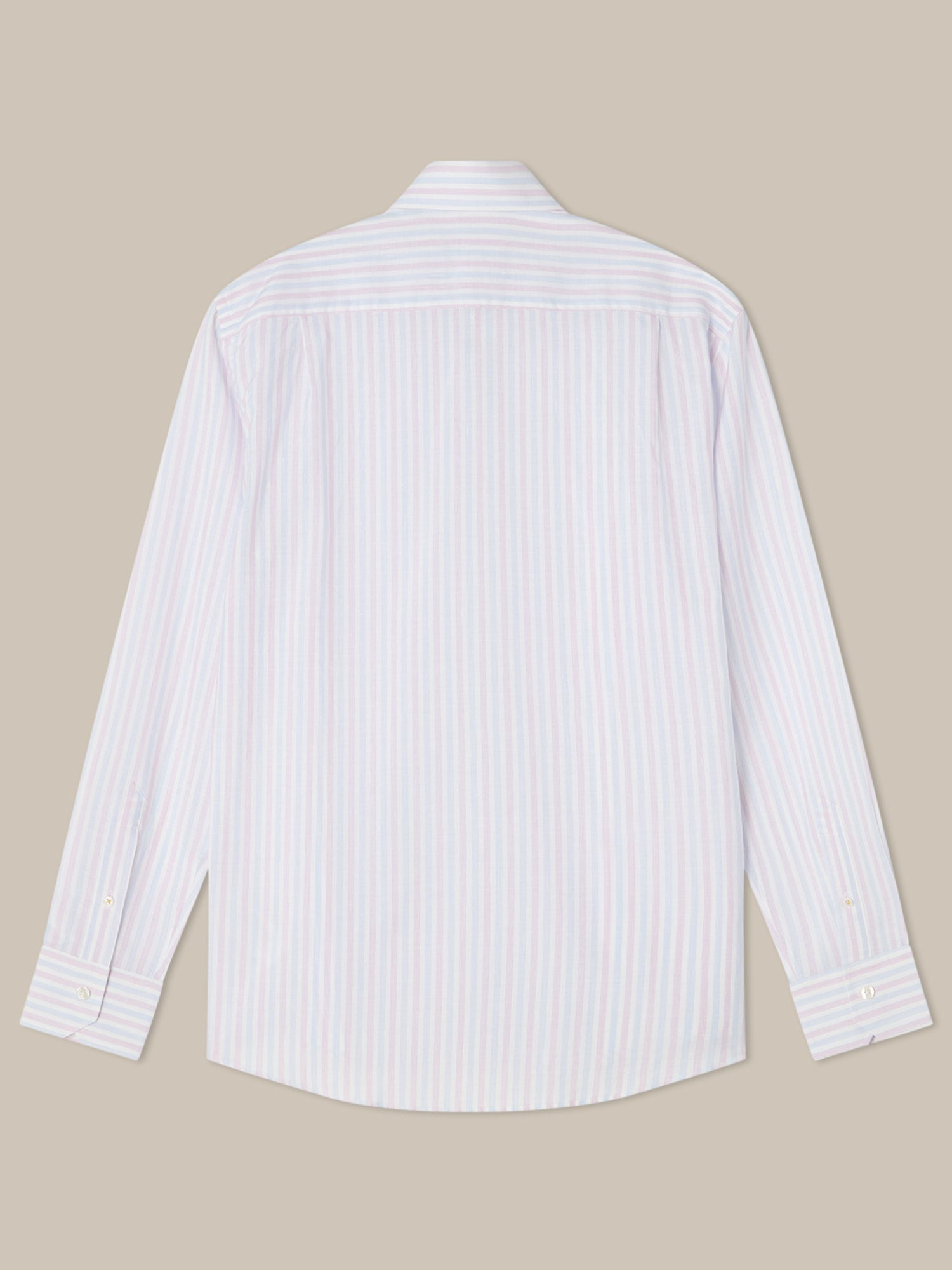 Reynolds Blue Multi Thin Stripe Cotton Linen Blend Shirt in Contemporary fit