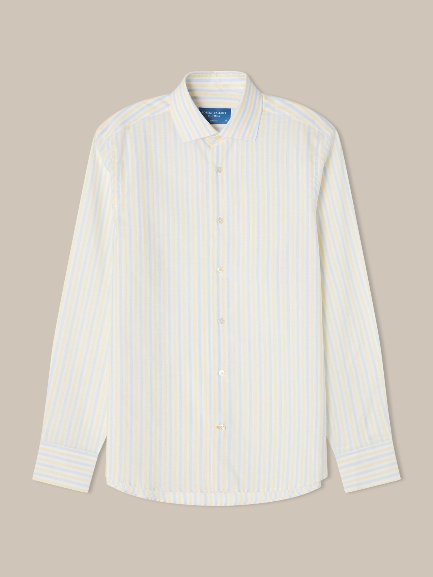 Reynolds Blue Multi Thin Stripe Cotton Linen Blend Shirt in Contemporary fit