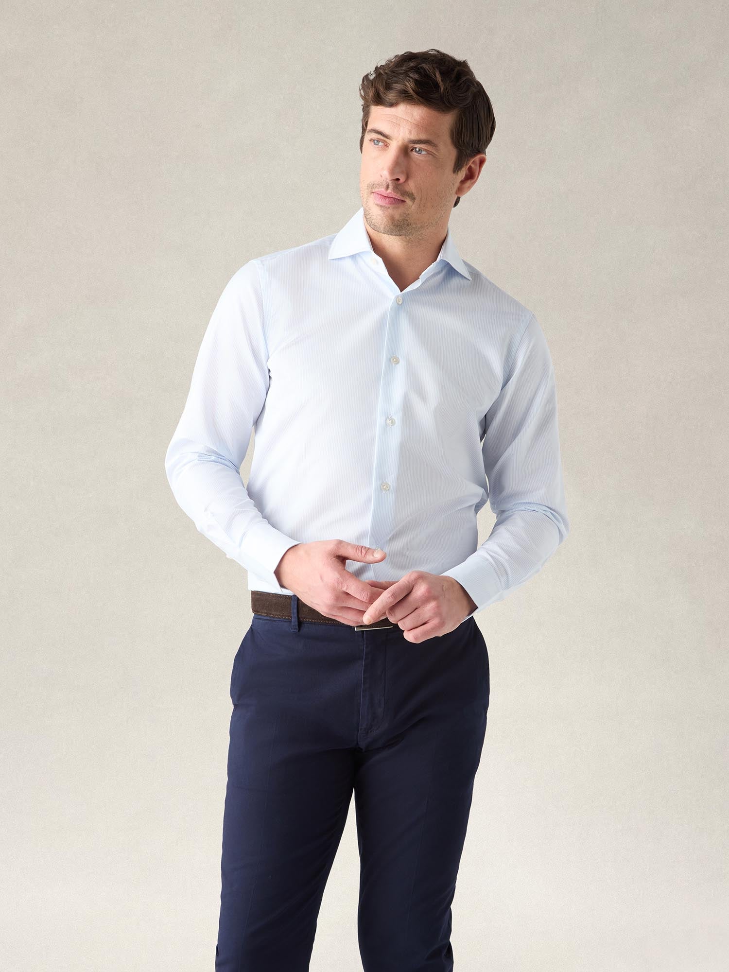 Kingsley Medium Twill Stripe Shirt in Contemporary fit