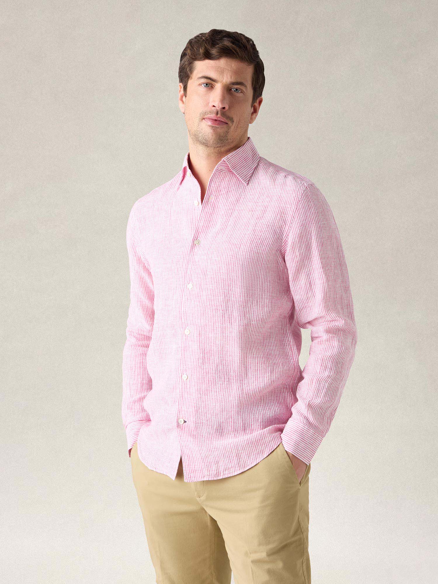 Morgan Medium Stripe Linen Shirt