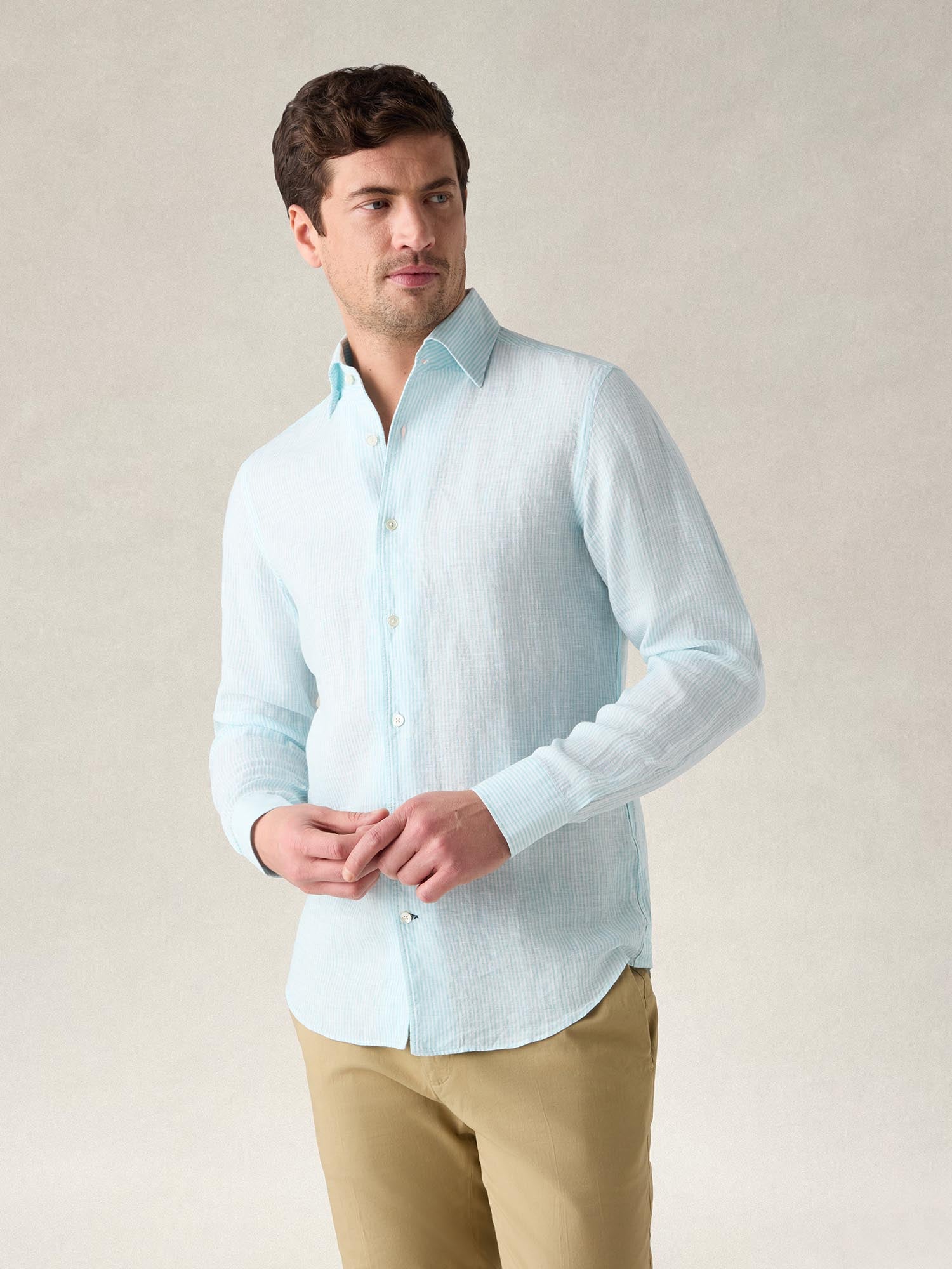 Morgan Medium Stripe Linen Shirt
