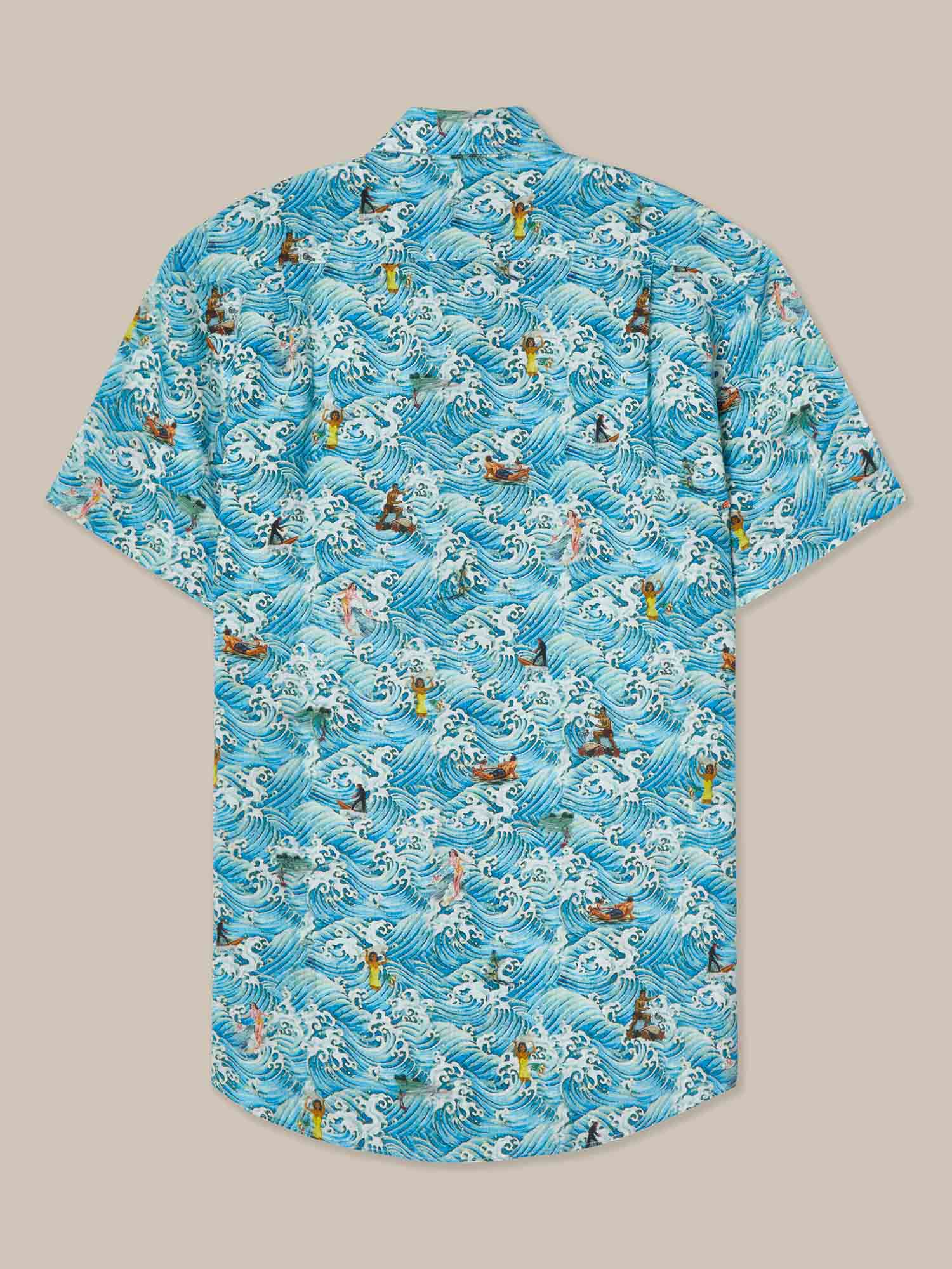 Morgan Surf Print Linen Short Sleeve Shirt