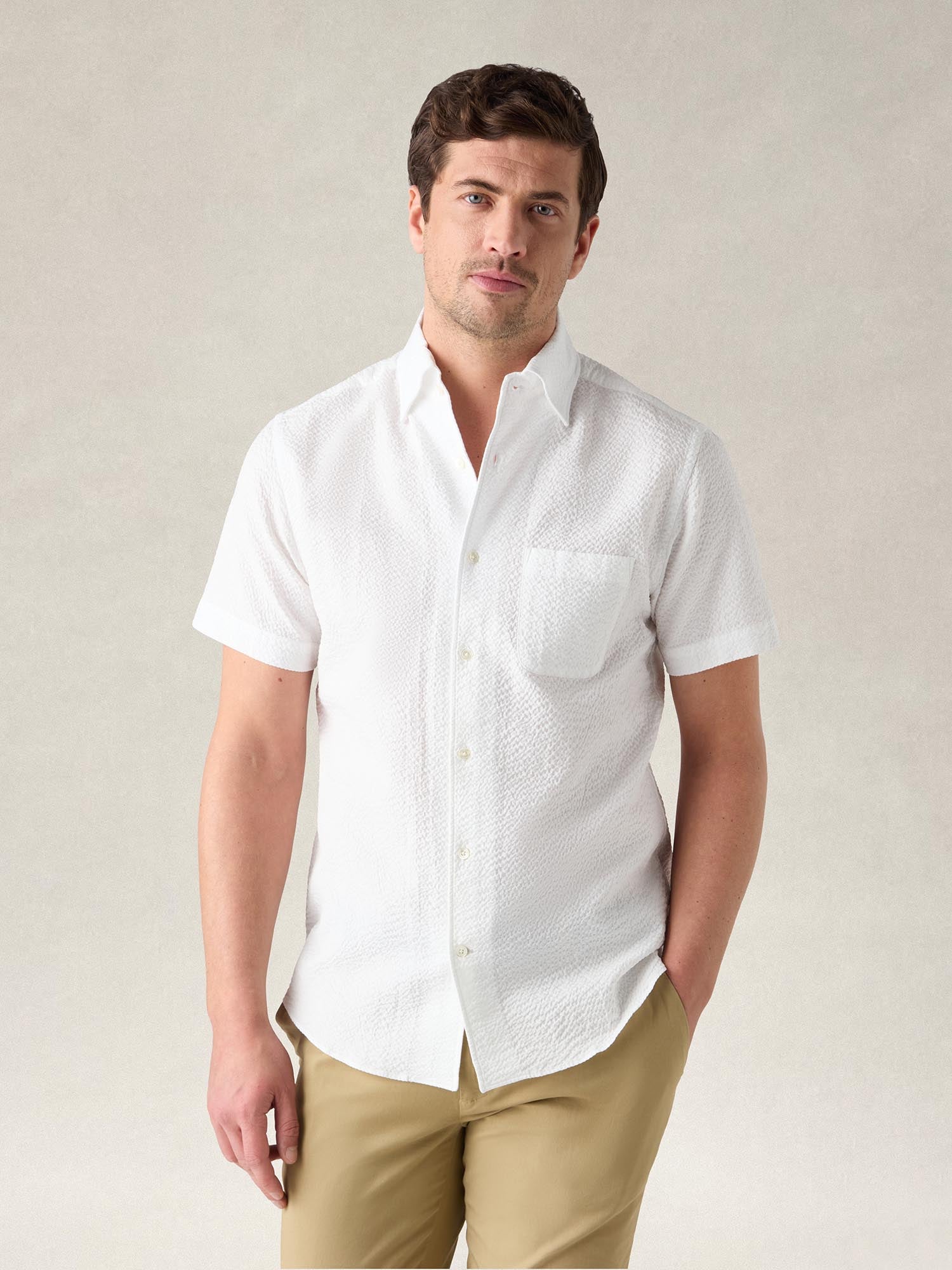 Morgan Paisley Jacquard Seersucker Short Sleeve Shirt