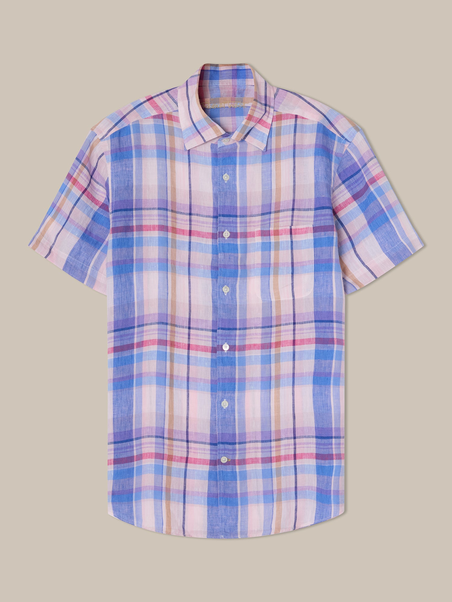 pink plaid dress shirt mens LOFT & BROWNSTONE Mens Button Down Pink Plaid Fitted Shirt Size 16-34/35