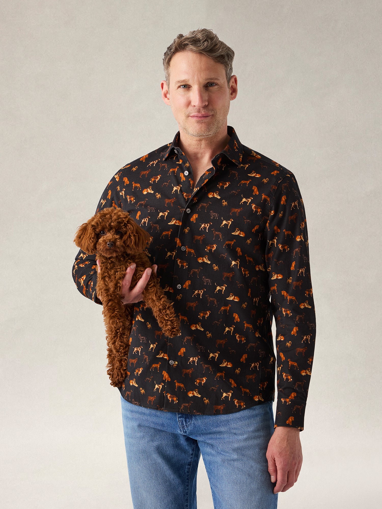 Reynolds Dog Print Pinwale Corduroy Shirt image