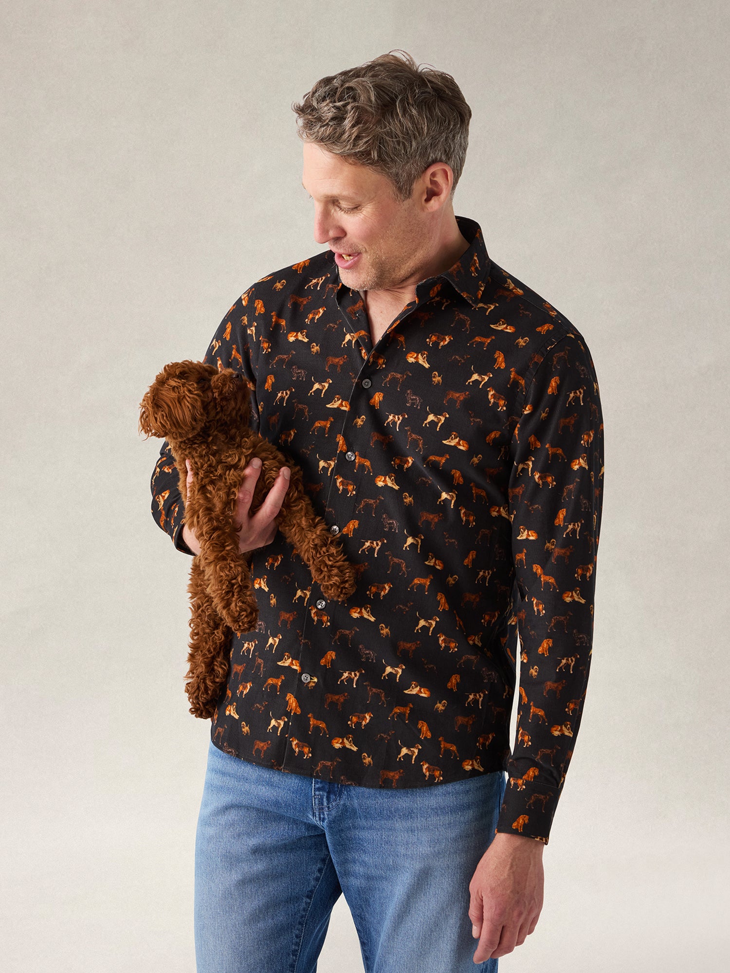 Reynolds Dog Print Pinwale Corduroy Shirt image