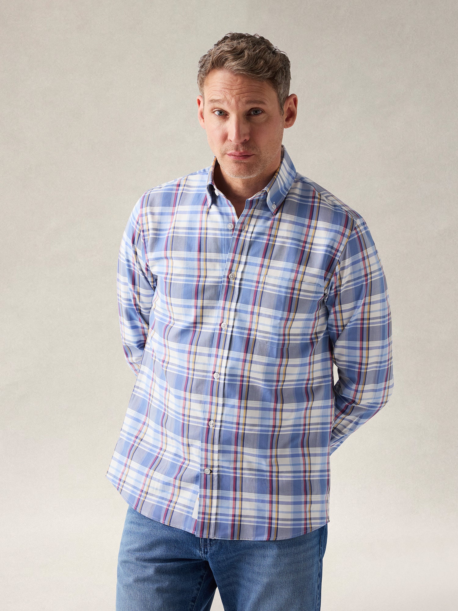 Harrison Button Down Multicolor Plaid Oxford Shirt