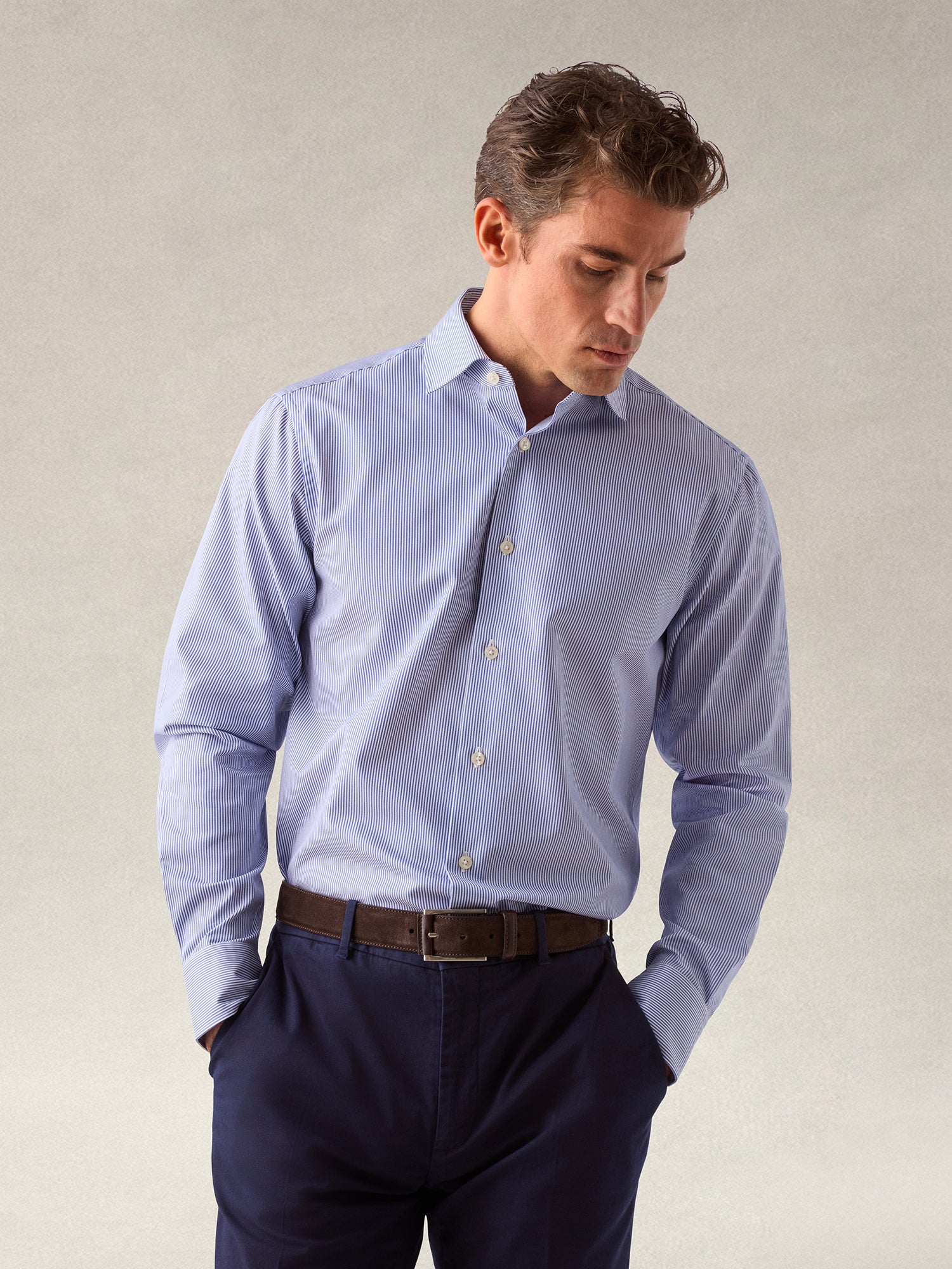 Reynolds Mini Stripe Twill Shirt in Contemporary fit