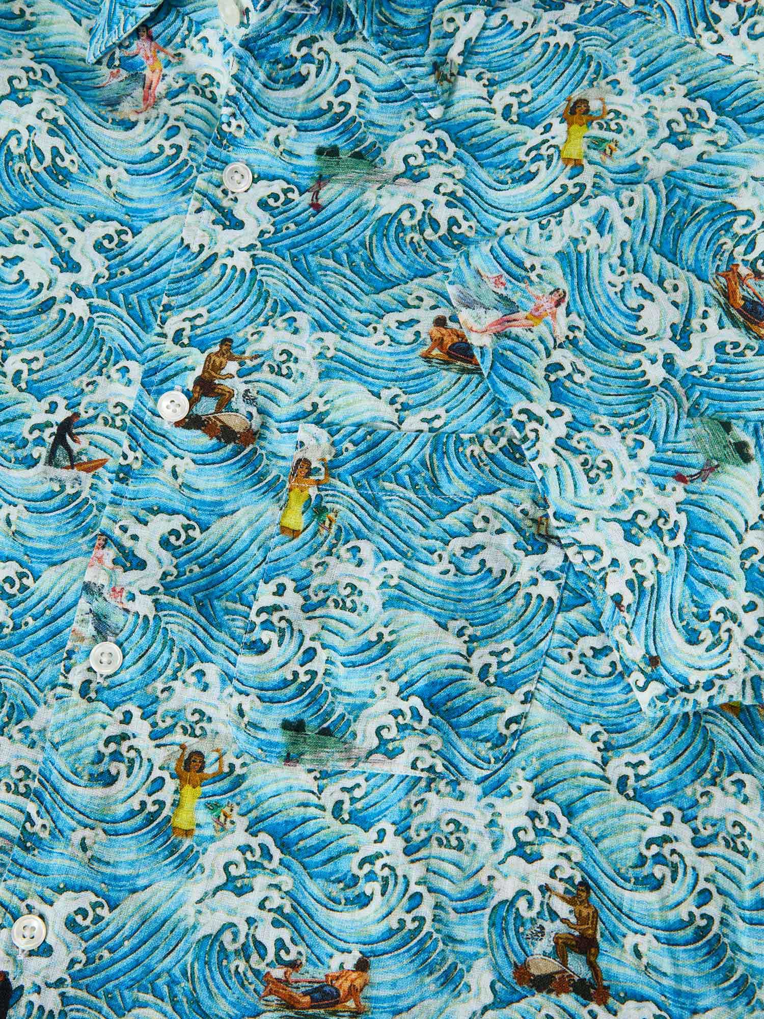 Morgan Surf Print Linen Short Sleeve Shirt