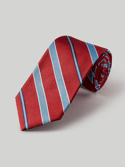 The Robert Classic Necktie in Red Multi Repp
