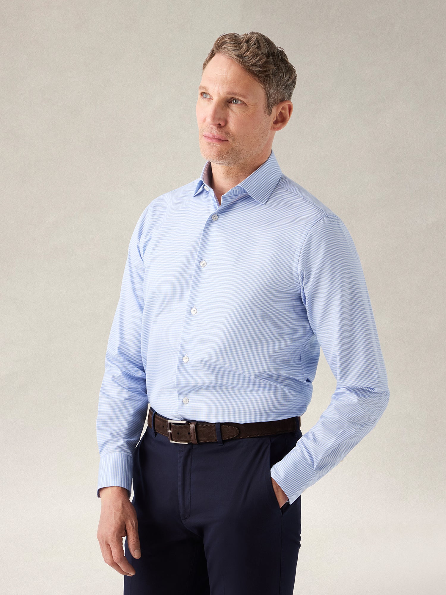Reynolds Mini Check Shirt in Contemporary fit image