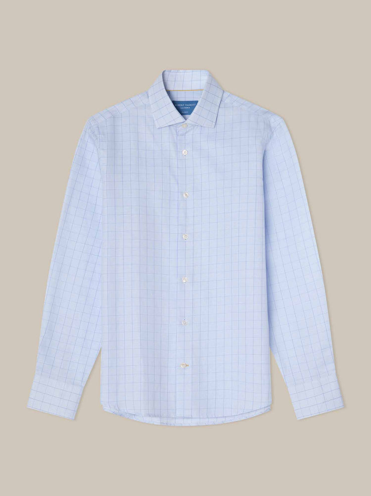 Reynolds Blue Windowpane Cotton Linen Blend Shirt