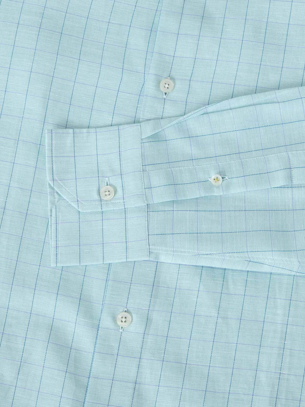 Reynolds Blue Windowpane Cotton Linen Blend Shirt image