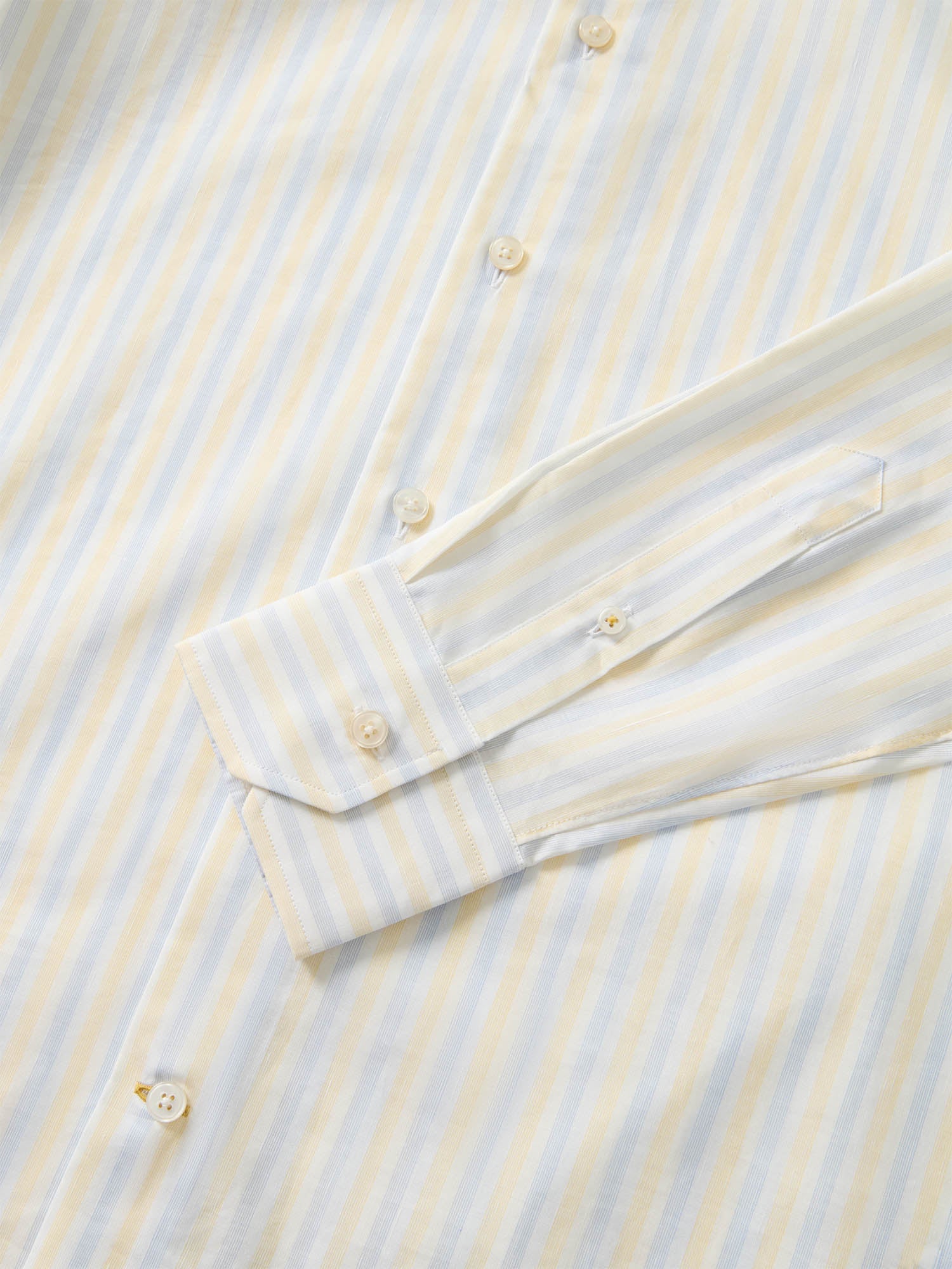 Reynolds Blue Multi Thin Stripe Cotton Linen Blend Shirt in Contemporary fit
