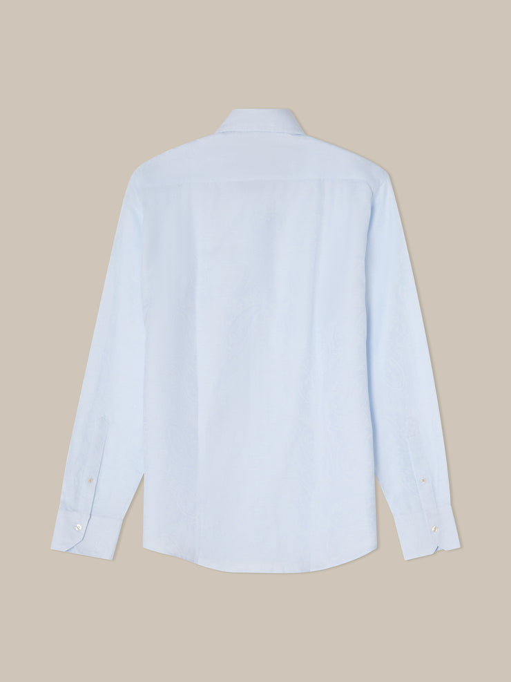 Reynolds Paisley Jacquard Cotton Linen Blend Shirt