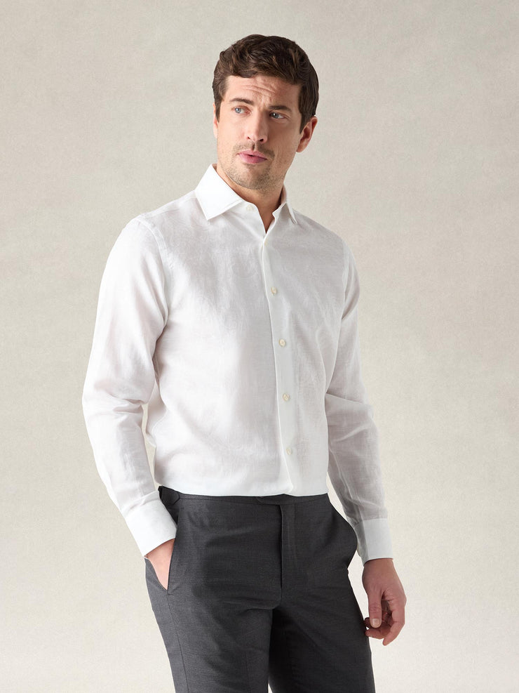 Reynolds Paisley Jacquard Cotton Linen Blend Shirt