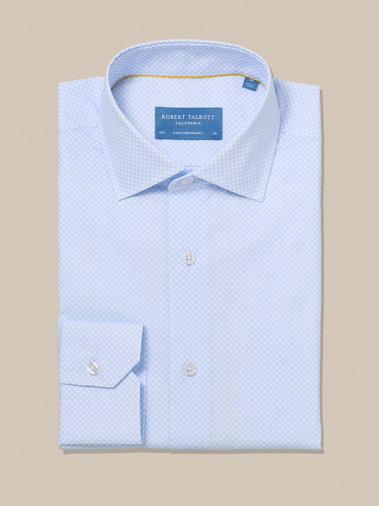 人文 C.O.B. Italian Collar Shirt Caruso - Light blue cotton shirt with a band collar