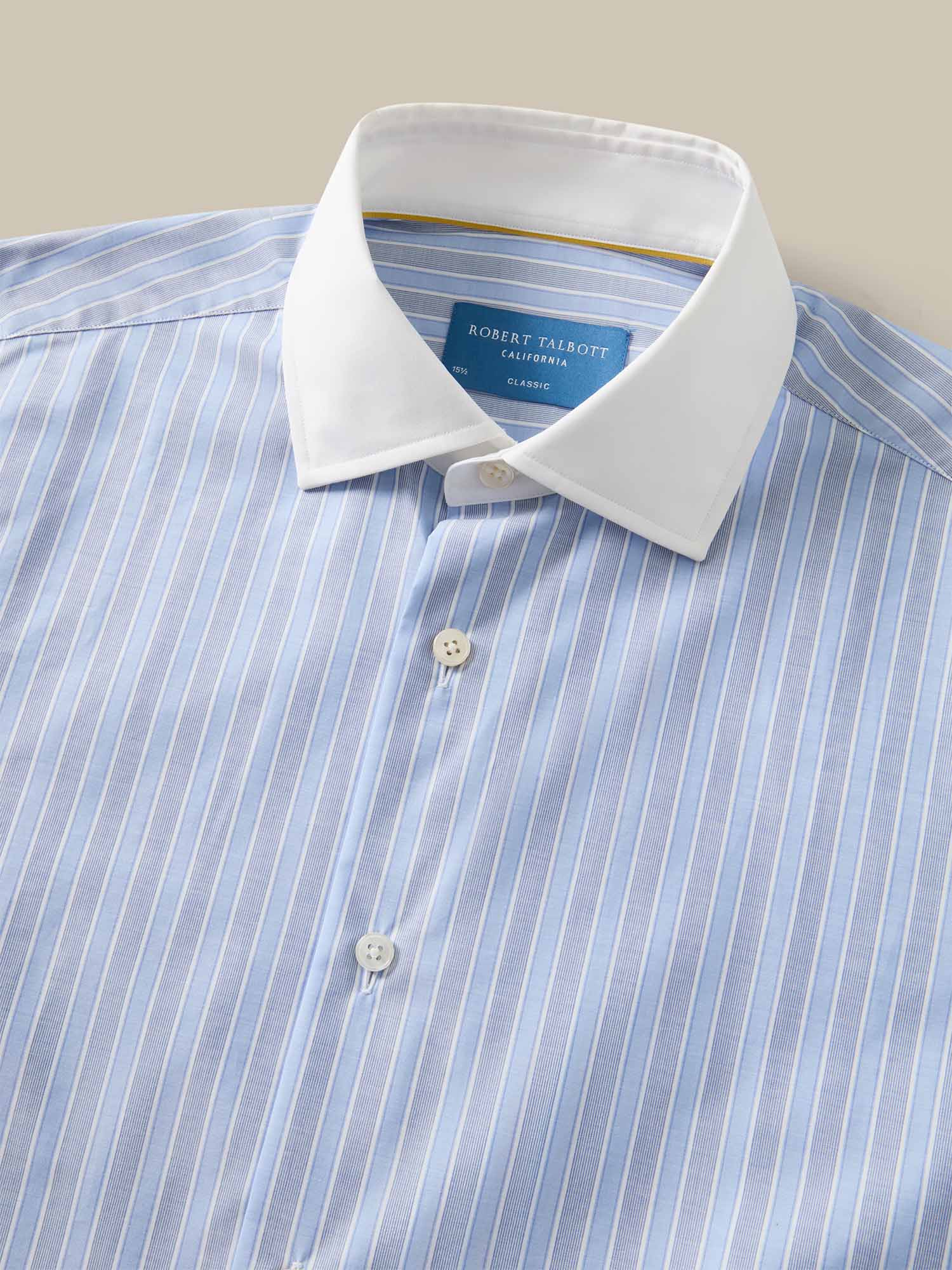 Reynolds Blue Multi Stripe Light Weight Poplin Shirt in Contemporary fit