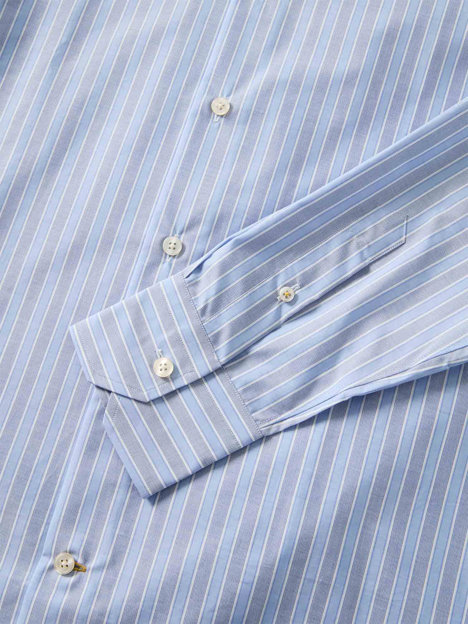 Reynolds Blue Multi Stripe Light Weight Poplin Shirt in Contemporary fit
