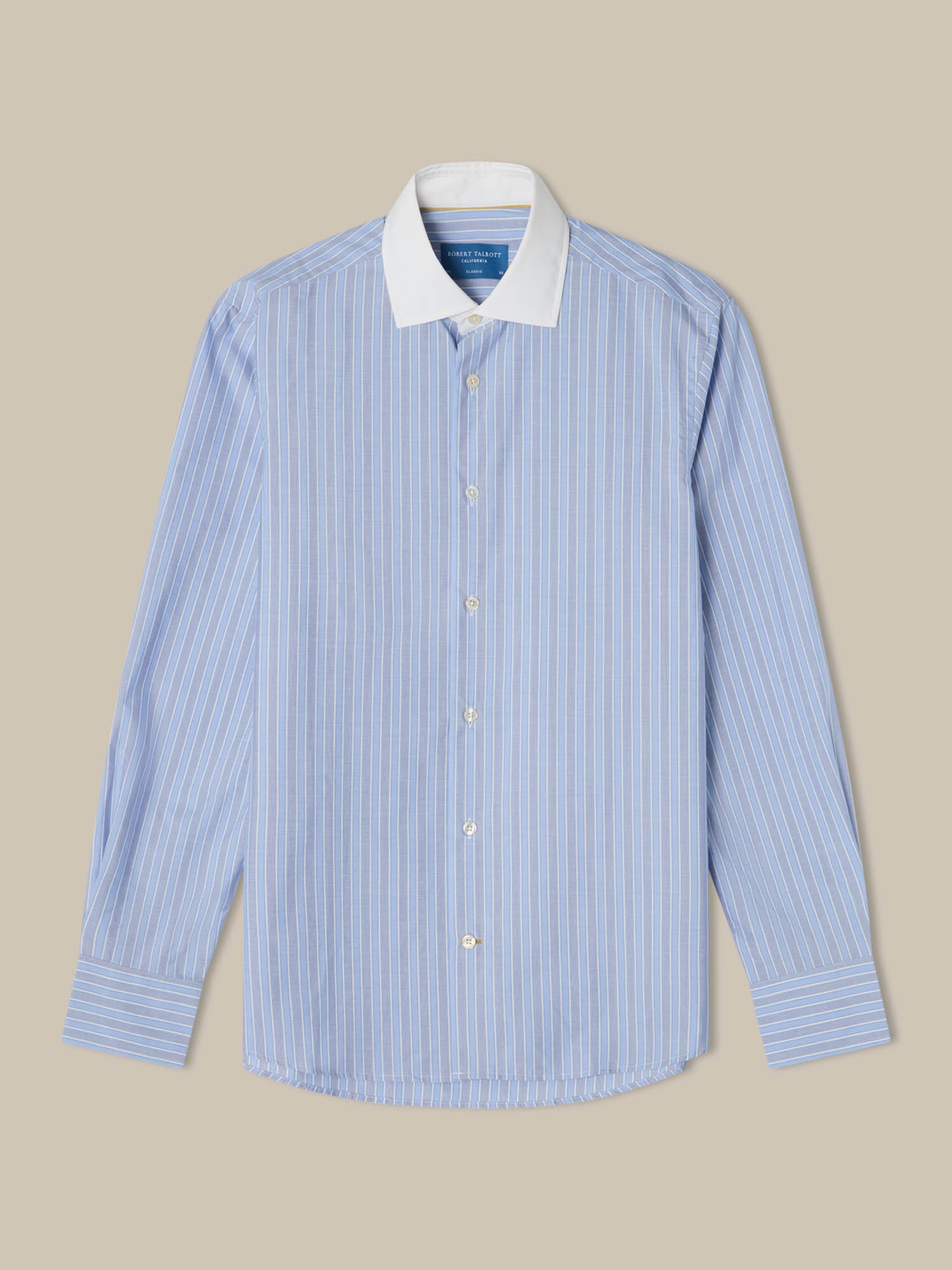 Reynolds Blue Multi Stripe Light Weight Poplin Shirt in Contemporary fit