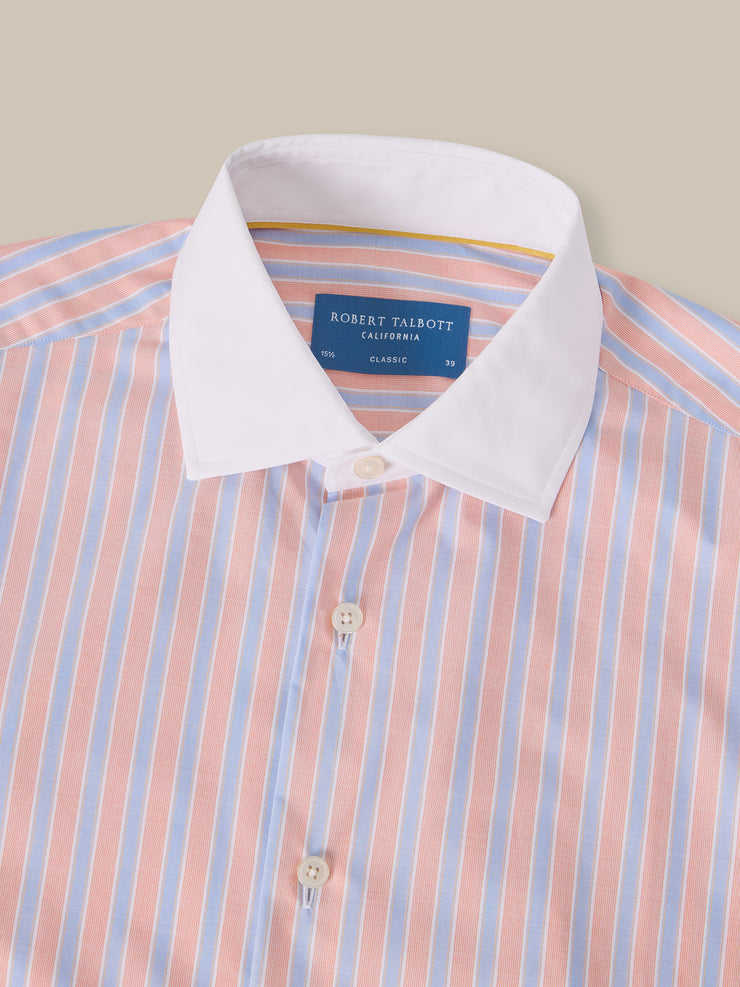 Reynolds Blue Multi Stripe Light Weight Poplin Shirt