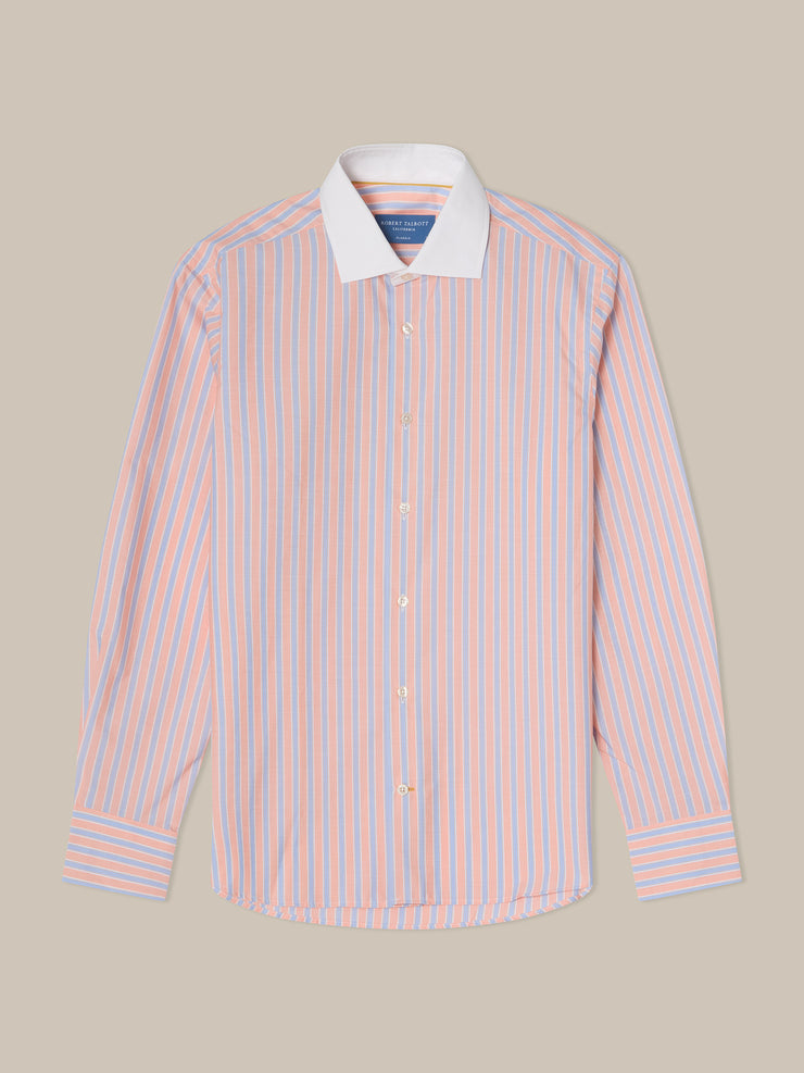 Reynolds Blue Multi Stripe Light Weight Poplin Shirt