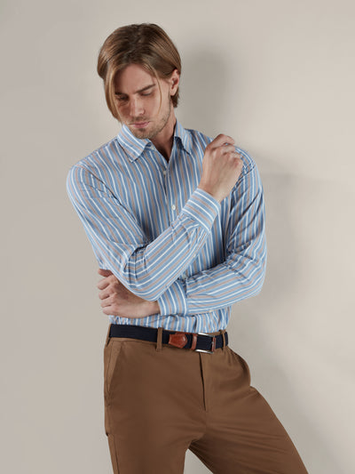 The Morgan Multi Stripe Shirt in Blue Brown