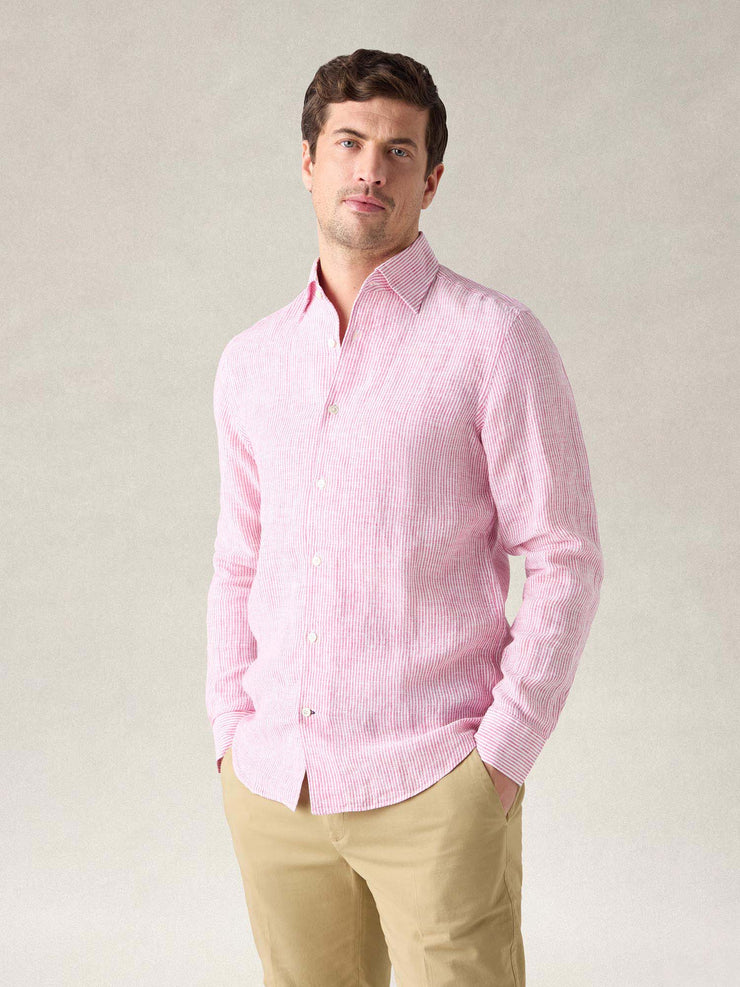 Morgan Medium Stripe Linen Shirt