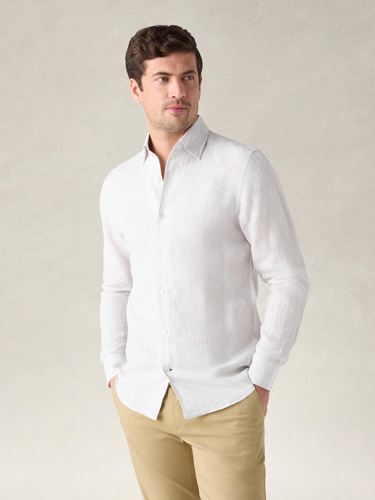 Morgan Medium Stripe Linen Shirt image