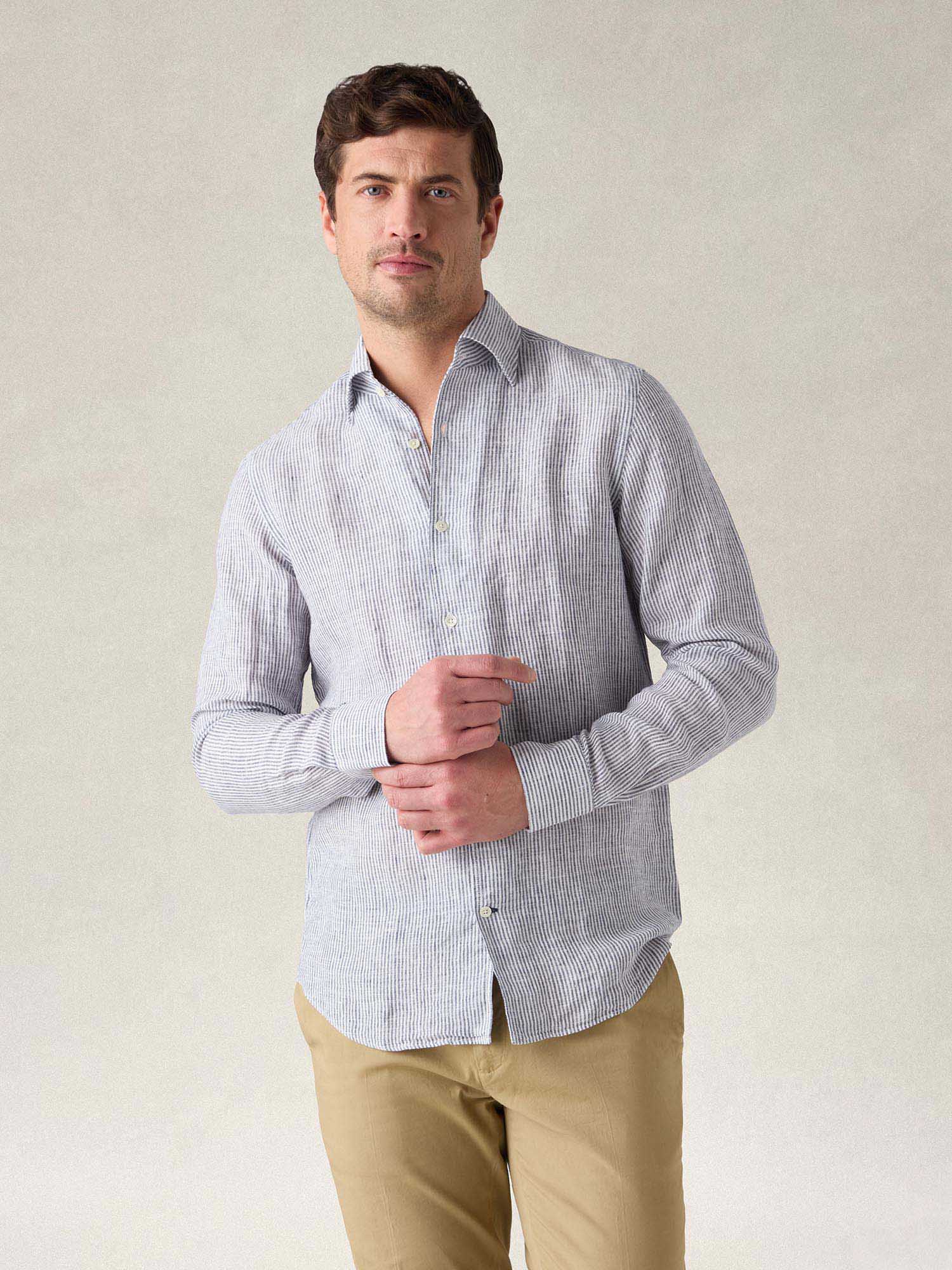 Morgan Medium Stripe Linen Shirt image