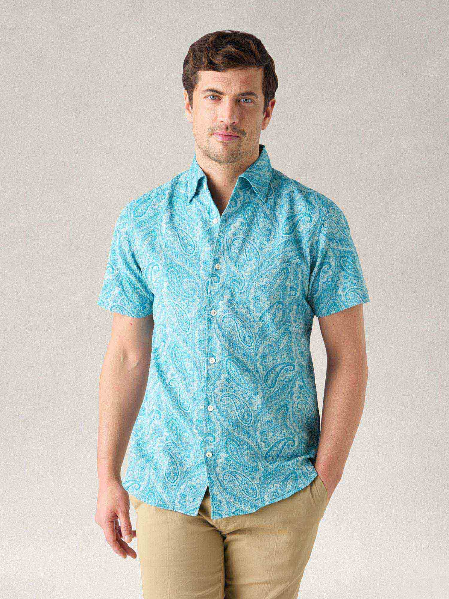 Morgan Paisley Jacquard Seersucker Short Sleeve Shirt