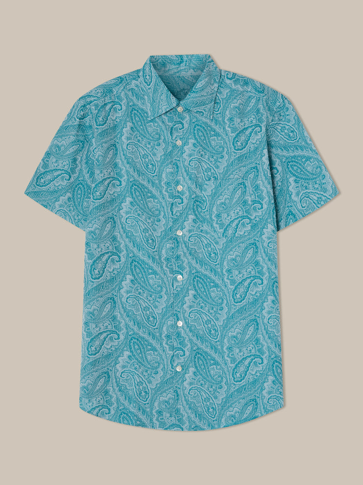 Morgan Paisley Jacquard Seersucker Short Sleeve Shirt
