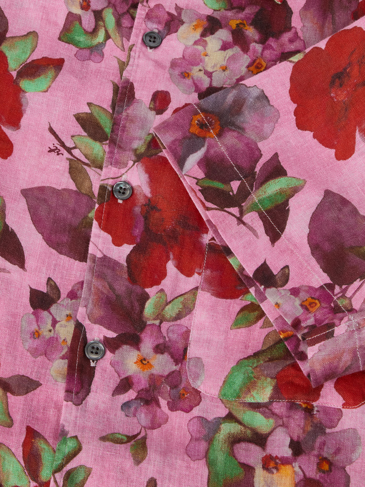Morgan Printed Floral Linen Short Sleeve Shirt
