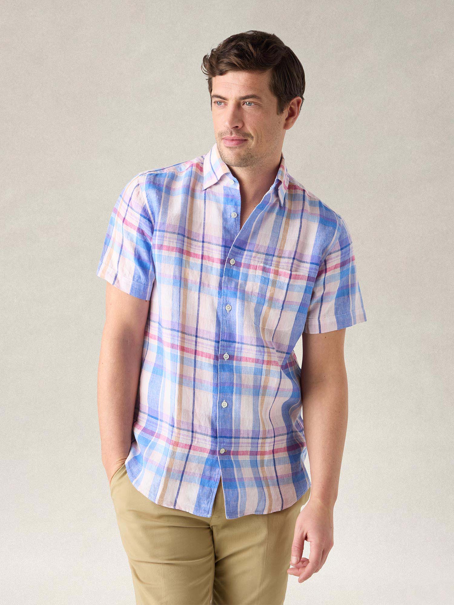 Morgan Plaid Linen Short Sleeve Shirt image