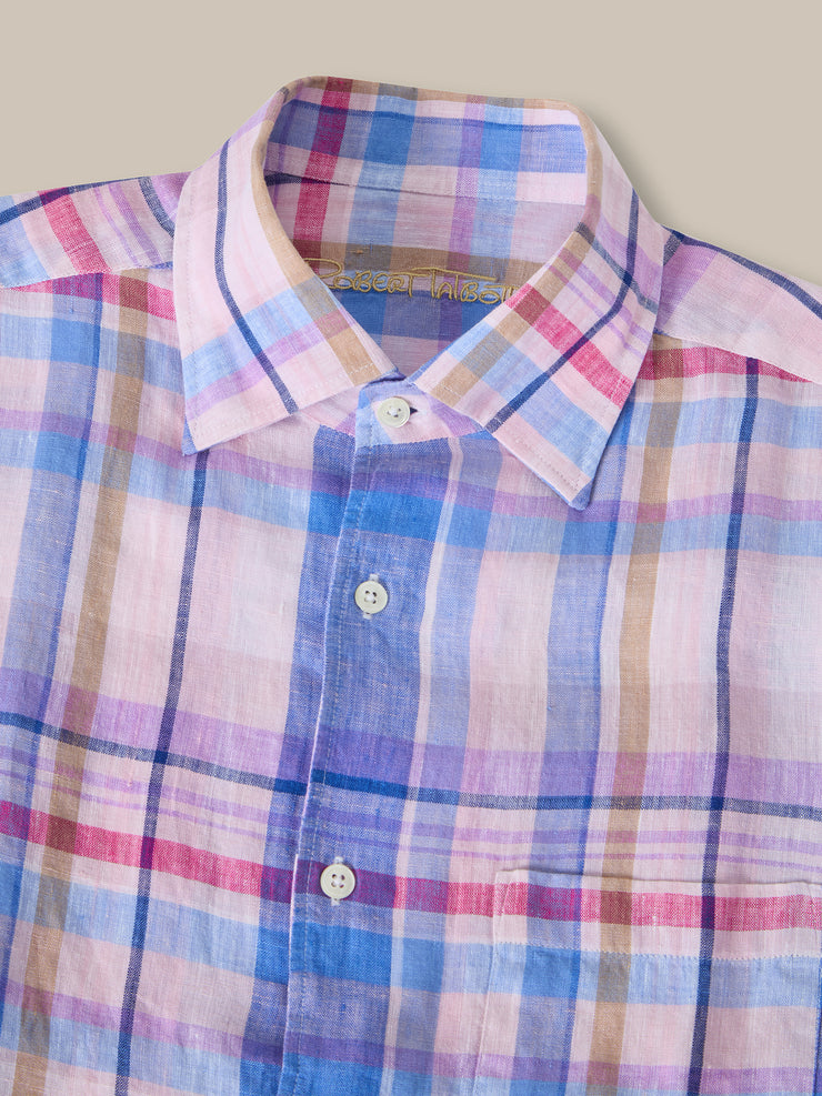 Morgan Plaid Linen Short Sleeve Shirt