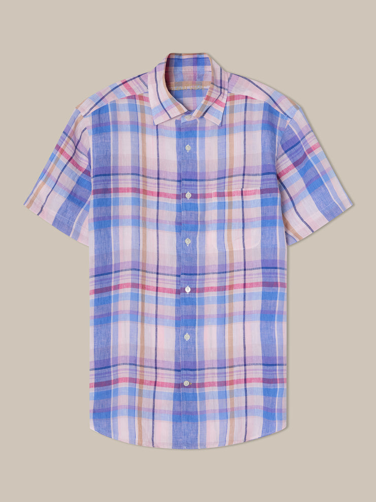 Morgan Plaid Linen Short Sleeve Shirt