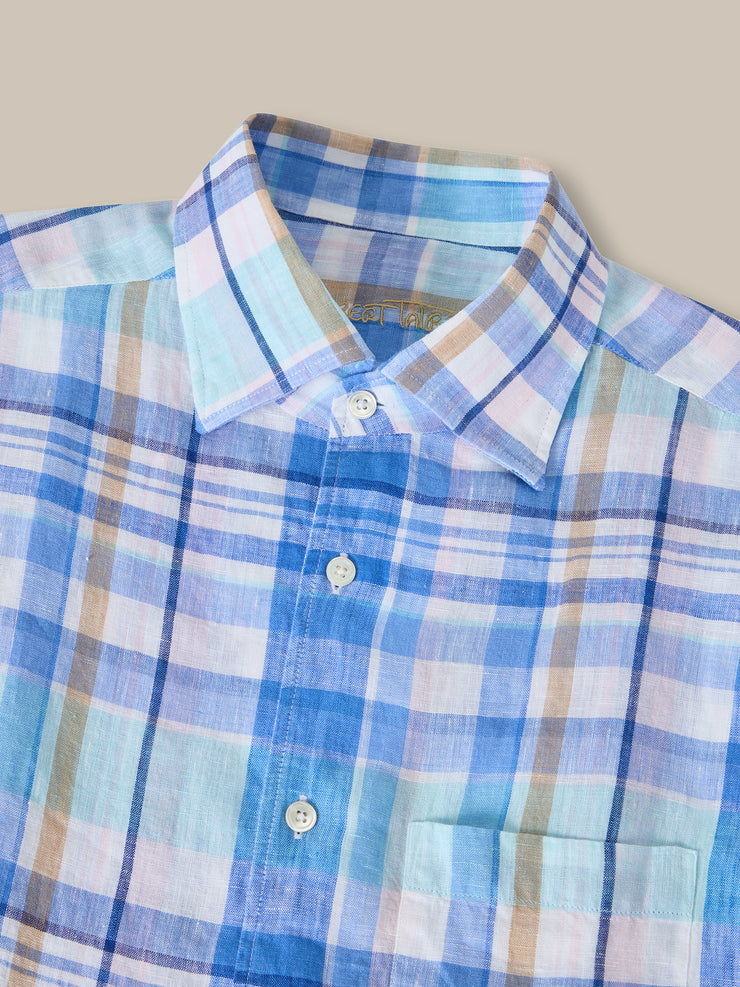 Morgan Plaid Linen Short Sleeve Shirt