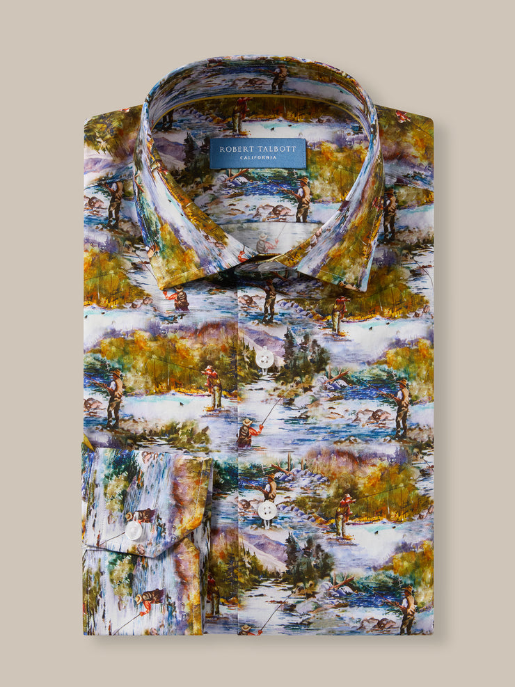 Reynolds Printed Fishing Scene Shirt