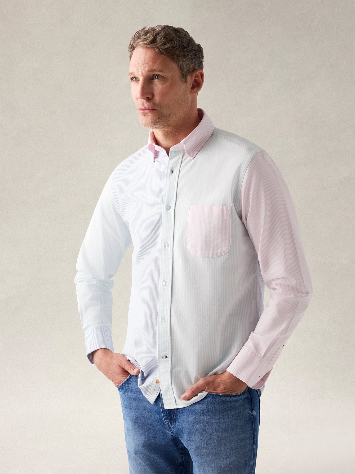Harrison Button Down Fun Stripe Oxford Shirt image
