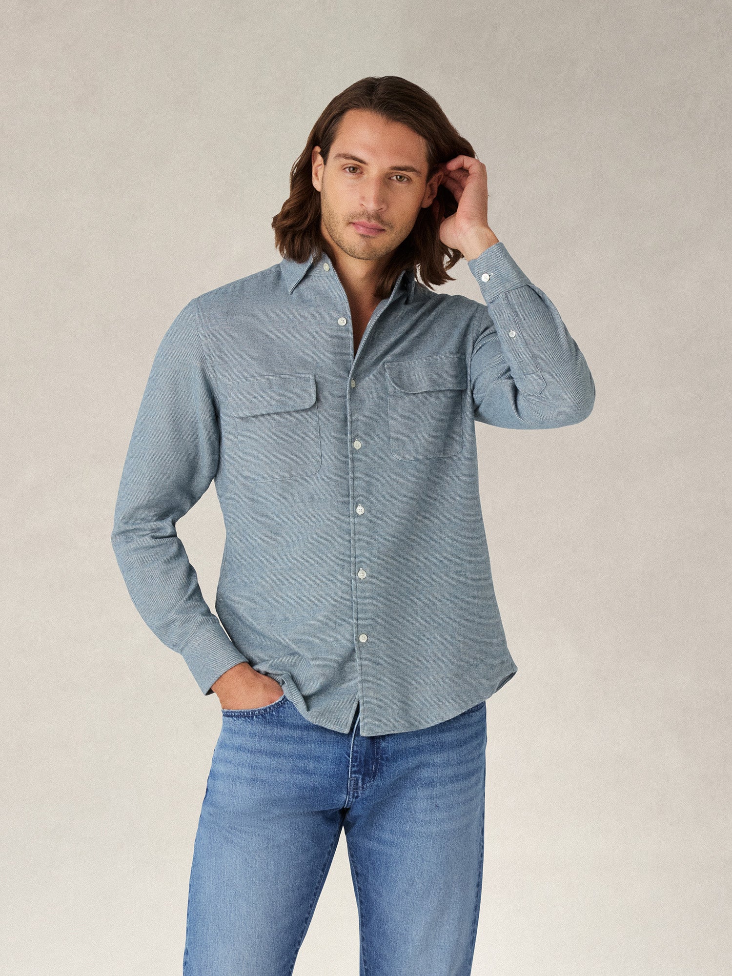 Morgan Workshirt Luxe Flannel Micro Check Shirt