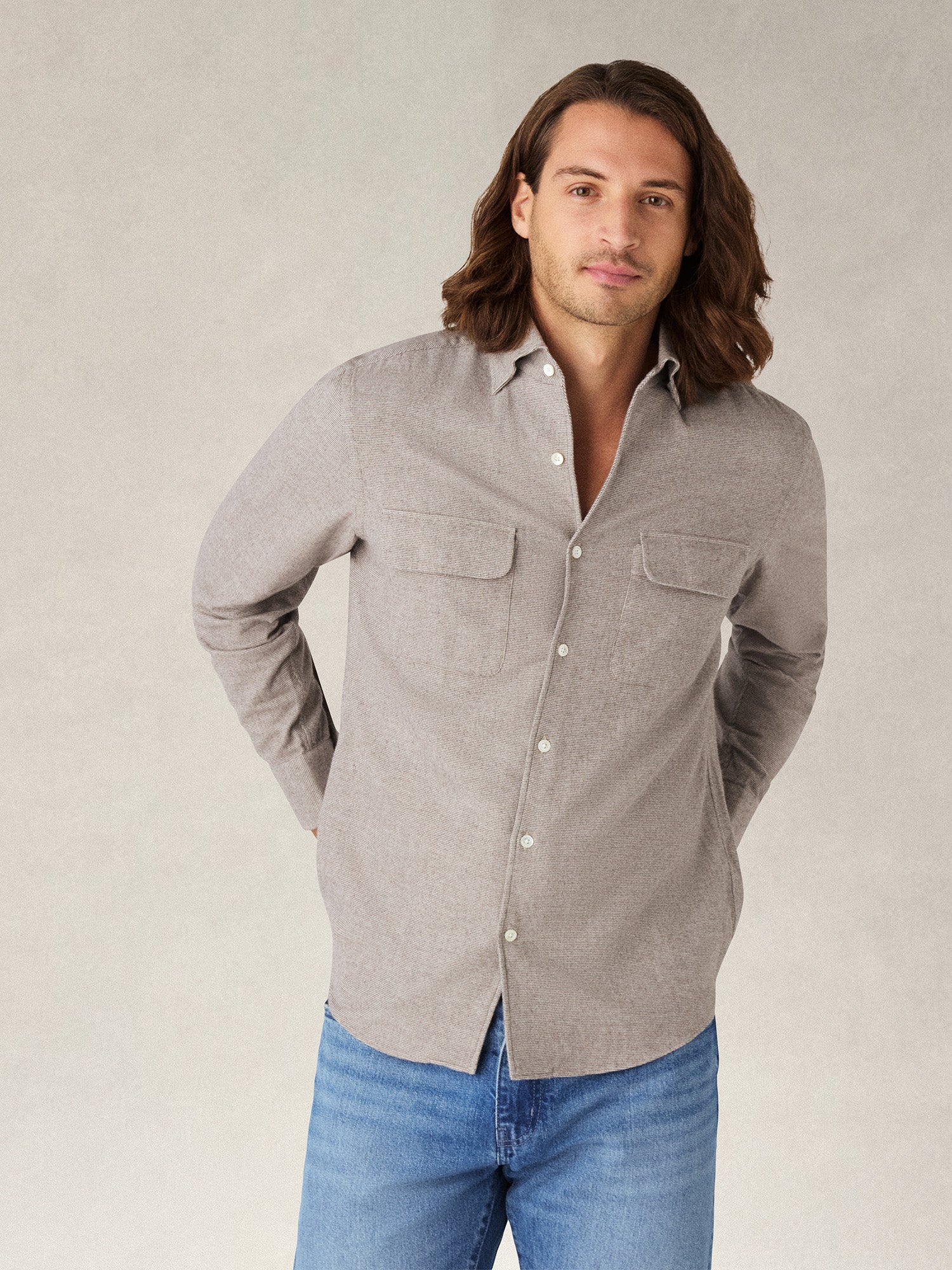 Morgan Workshirt Luxe Flannel Micro Check Shirt image