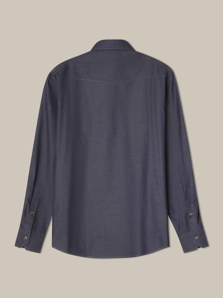 McQueen Denim Cashmere Blend Western Shirt