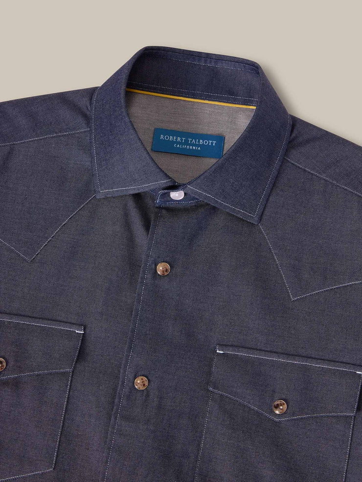 McQueen Denim Cashmere Blend Western Shirt