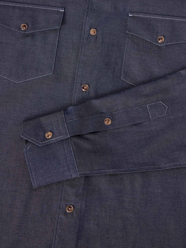 McQueen Denim Cashmere Blend Western Shirt