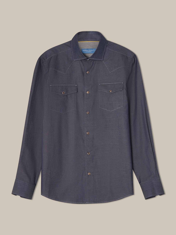 McQueen Denim Cashmere Blend Western Shirt