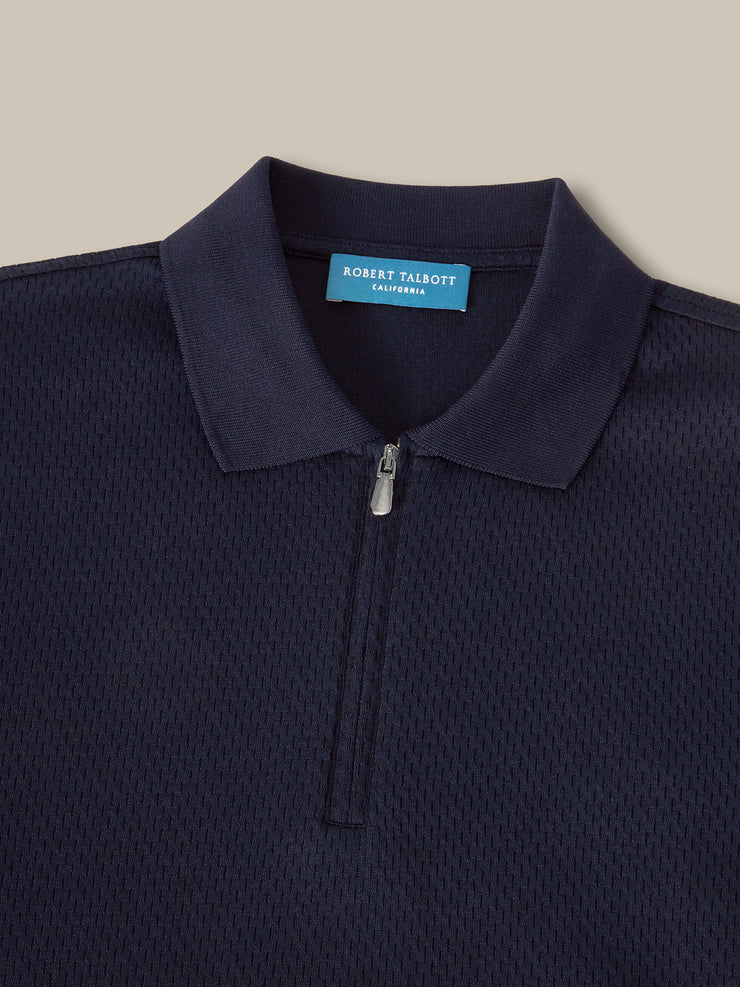 Weston Textured Cotton Zip Polo