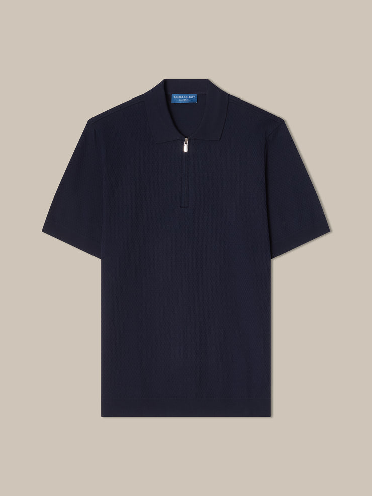 Weston Textured Cotton Zip Polo