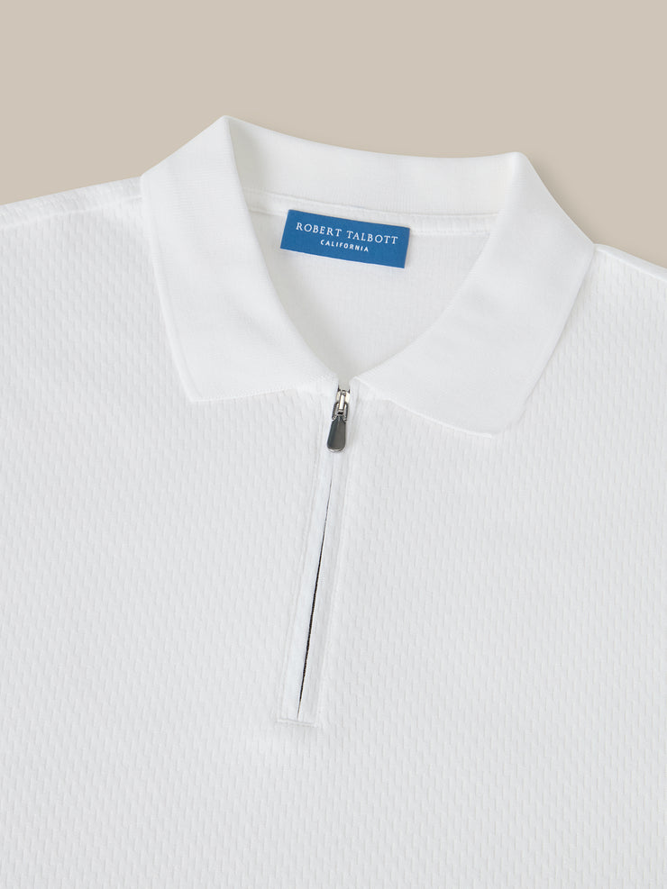 Weston Textured Cotton Zip Polo
