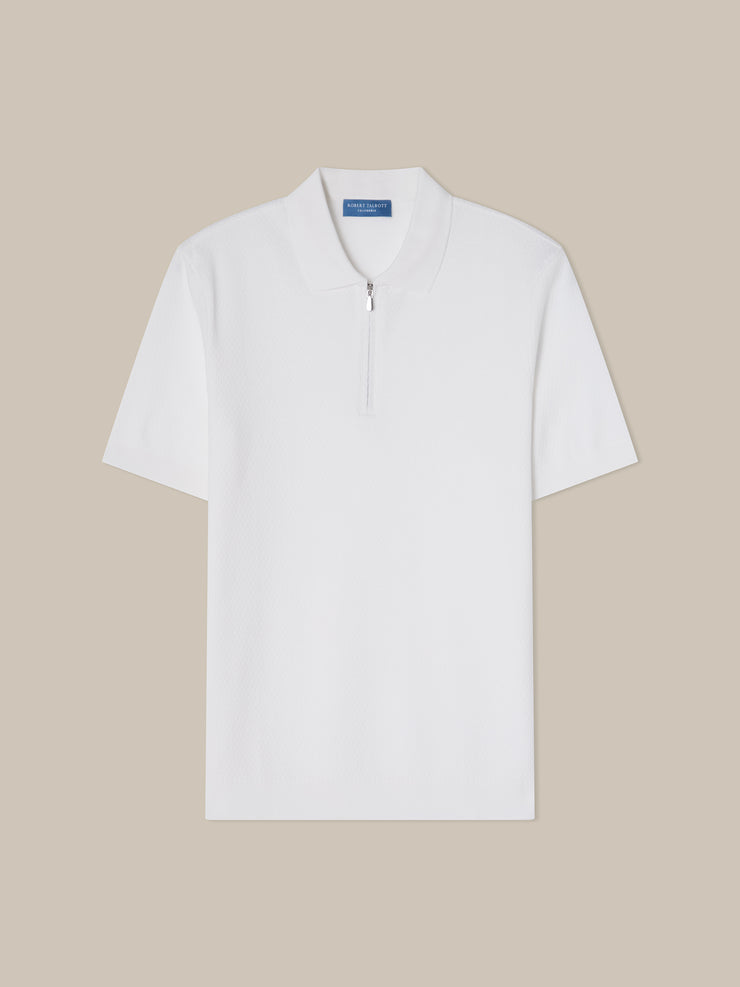 Weston Textured Cotton Zip Polo