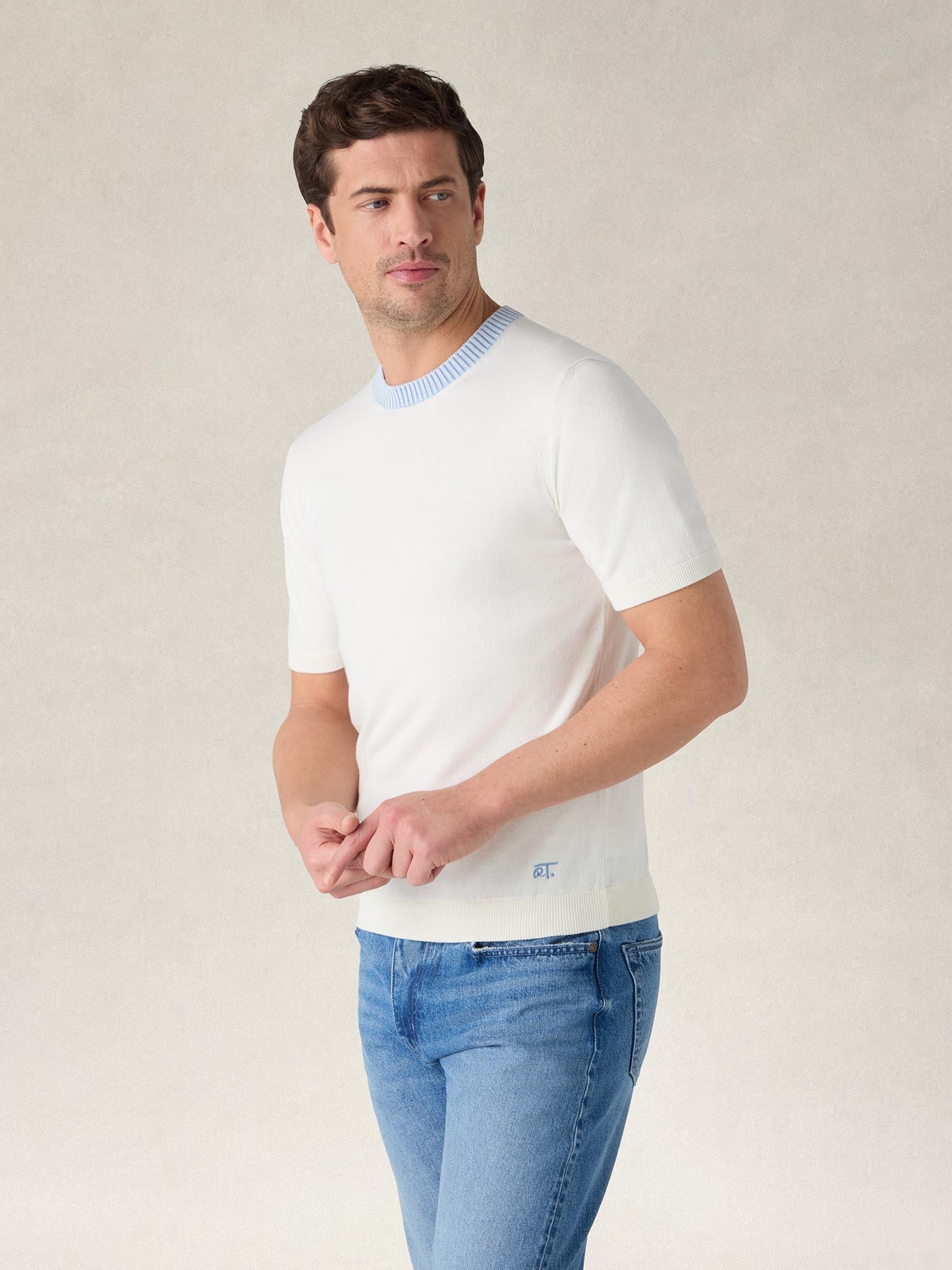 Gibson Cotton Cashmere Short Sleeve Crewneck Sweater image